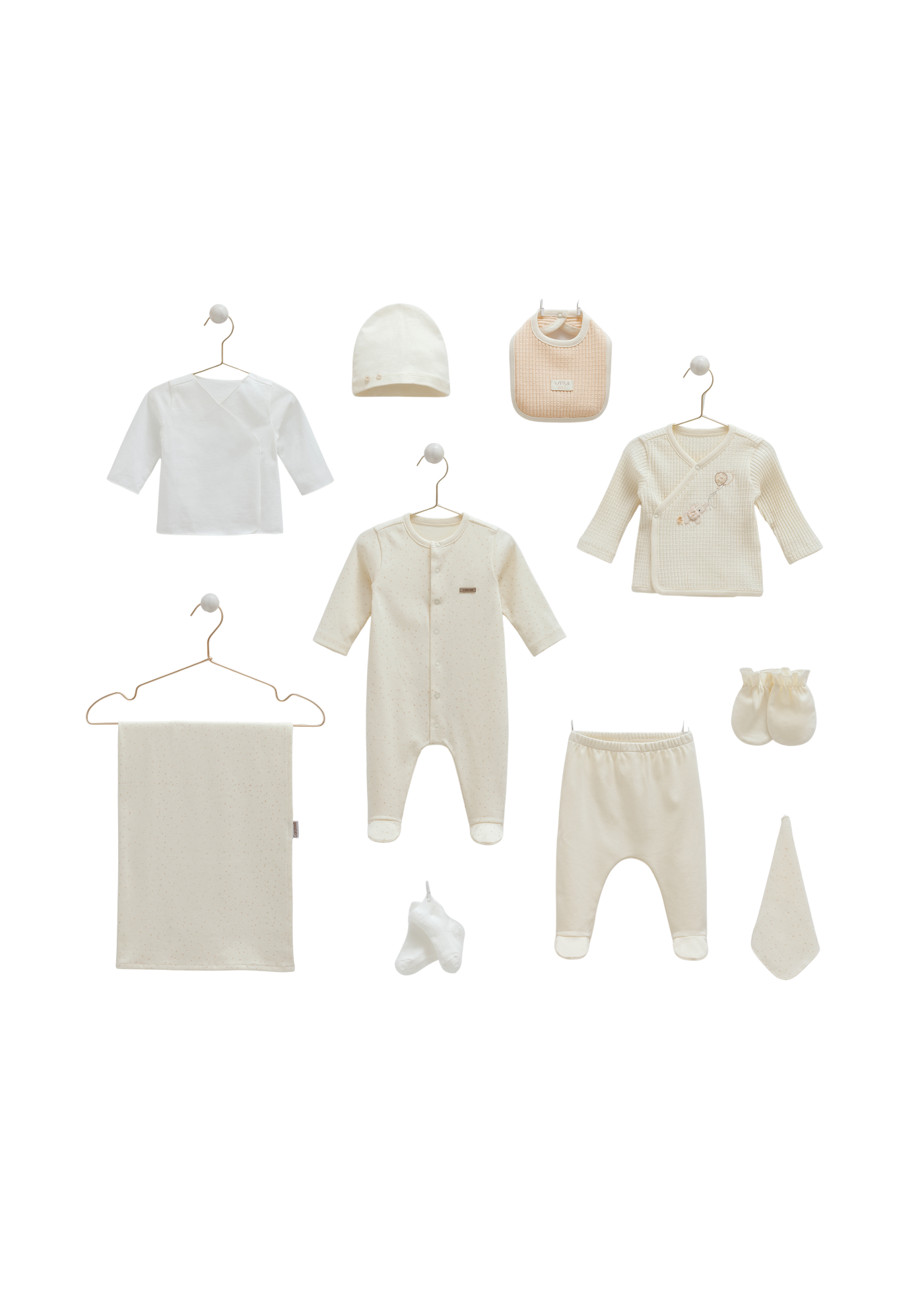 Set 10 piese Maternitate Crem cu Elefant ZU1585 Mell Sweet Baby