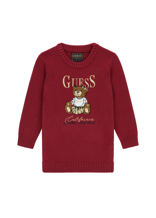 Rochie Tricotata cu Maneca Lunga Bordo si Urs K5BK01 Z3GS0 G5A9 Guess
