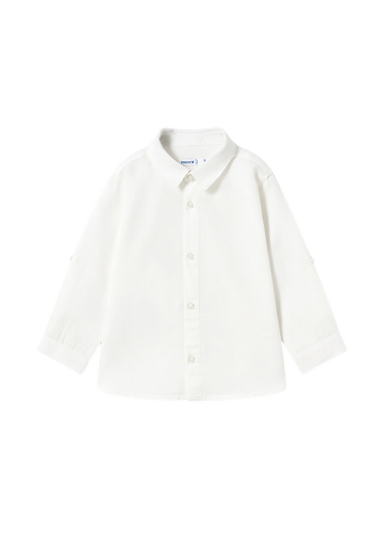 White Linen and Cotton Long Sleeve Shirt 1116 Mayoral