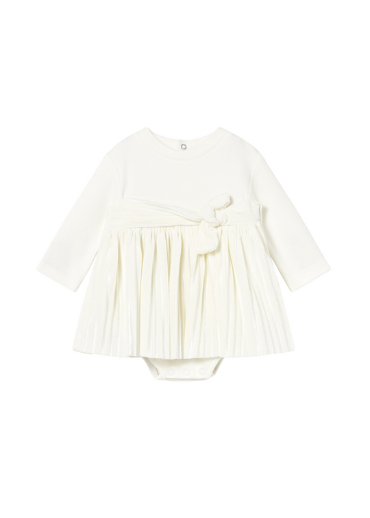 Cream Long Sleeve Bodysuit with Velvet Skirt 2812 Mayoral