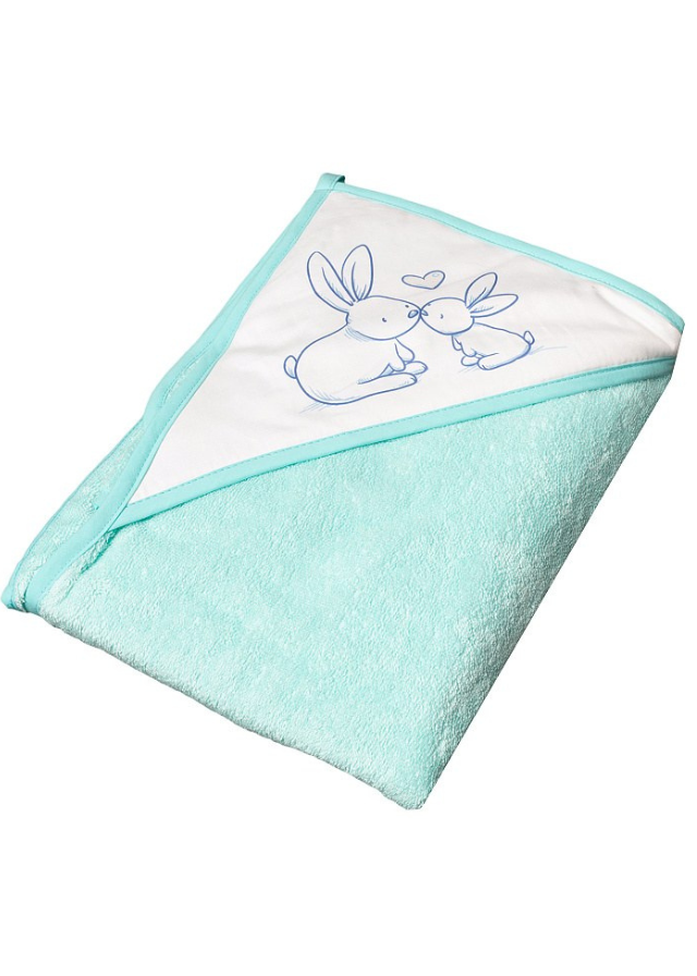 Prosop Baie cu Gluga Little Bunnies 100X100cm Verde Tega Baby - Camera Bebelusului