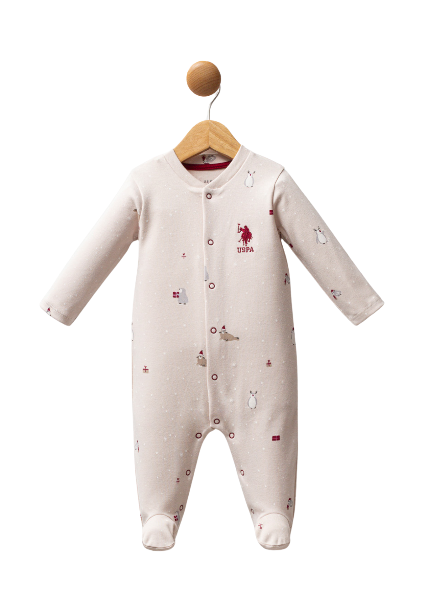 Salopeta Lunga Bej cu Imprimeu Pinguini USB2531 Us Polo Assn