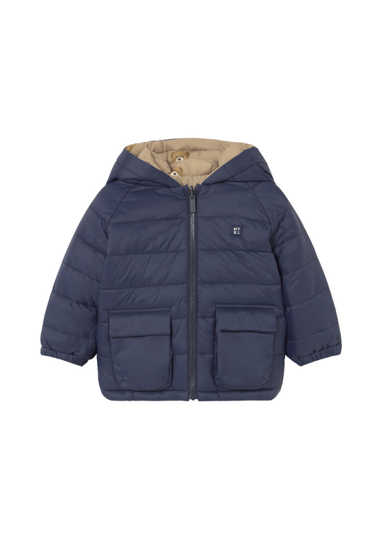 Geaca din Fas Reversibila Bleumarin cu Bej Imprimeu Ursi 2420 Mayoral