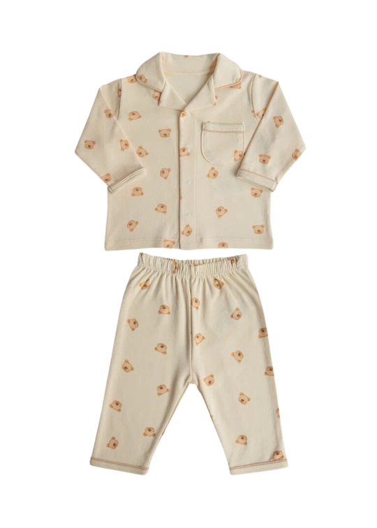 Beige Pajamas with Bears Made of Organic Cotton S60550 Kitikate