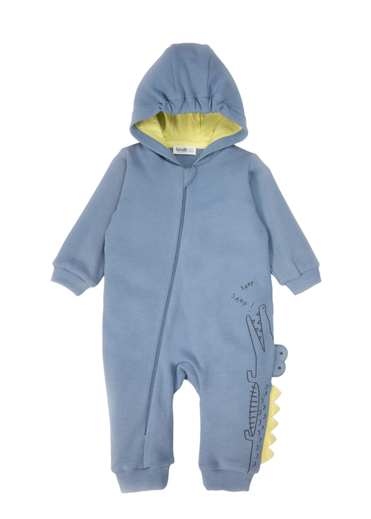 Salopeta fara Botosei cu Fermoar din Bumbac Vafe si Model Crocodil pentru Baieti K5435 – Bebetto