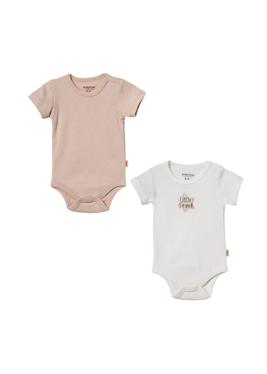 Set 2 Body Maneca Scurta Crem cu Bej cu Stea Little Prince CSYR4521 Baby Cosy