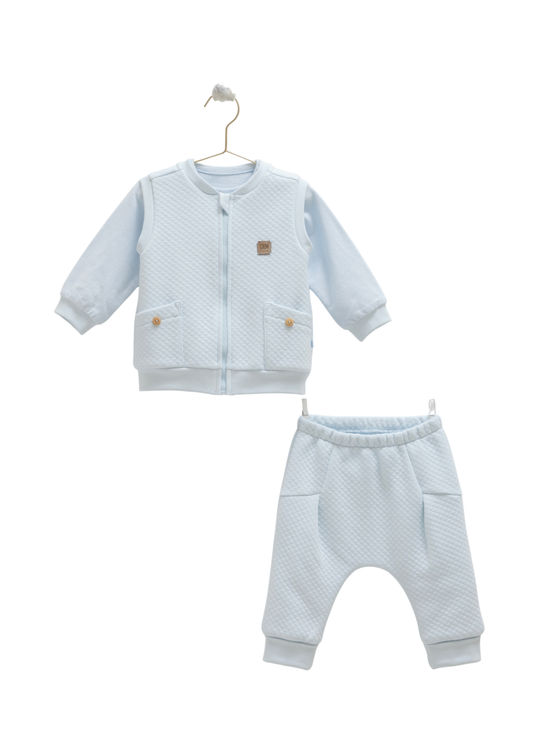 Trening 3 Piese Bluza cu Fermoar si Pantaloni Lungi Bleu TKE2045 Mell Sweet Baby