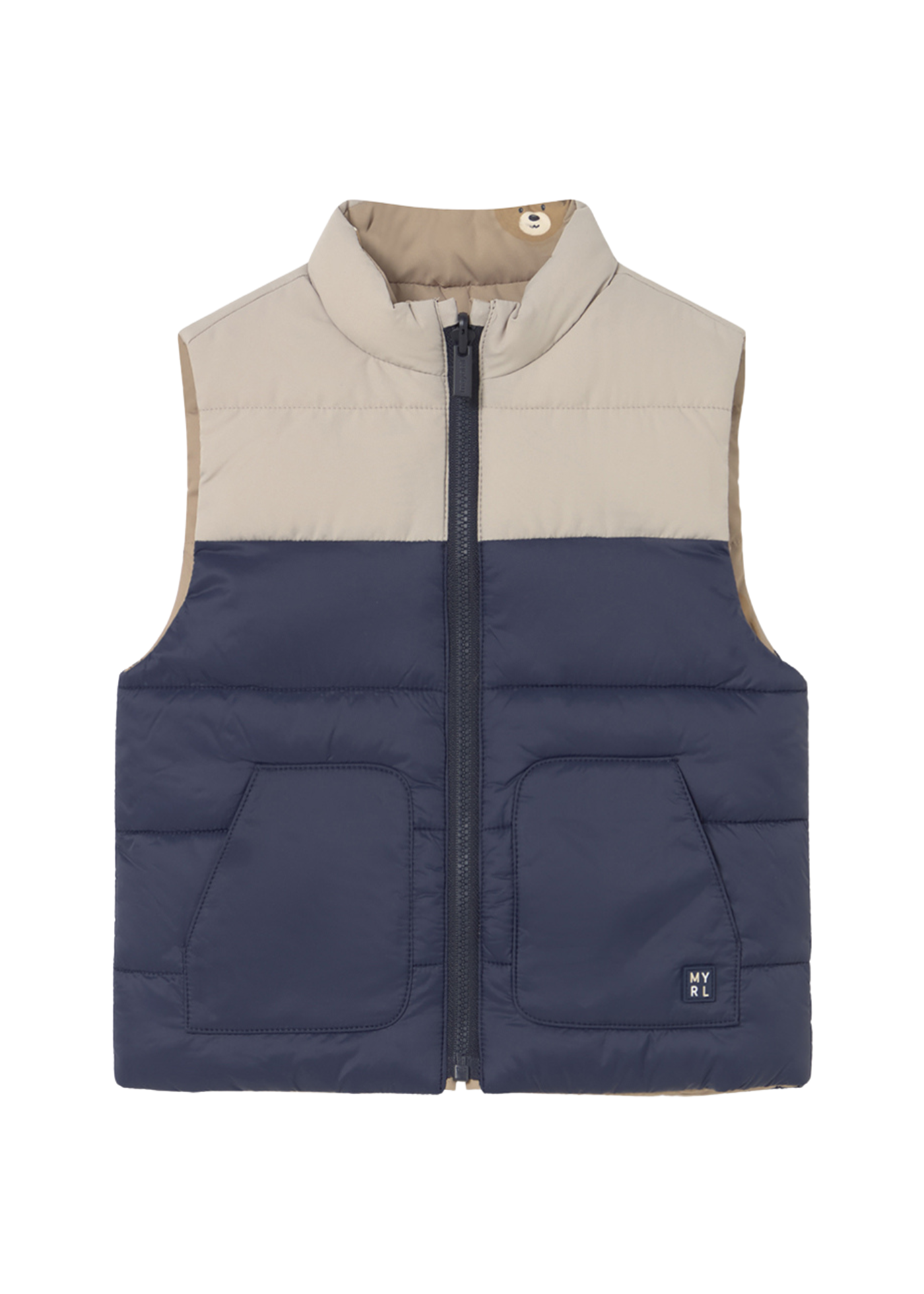 Vesta din Fas Reversibila Bej cu Bleumarin cu Imprimeu Ursi 2348 Mayoral