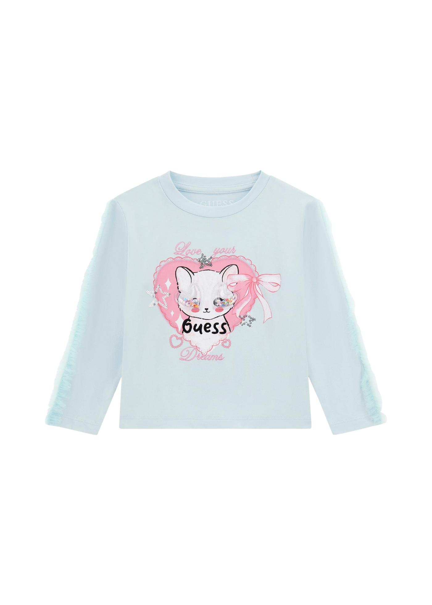 Bluza Bleu cu Maneca Lunga cu Imprimeu Pisica Roz K5YI03 K6YW4 A70J Guess