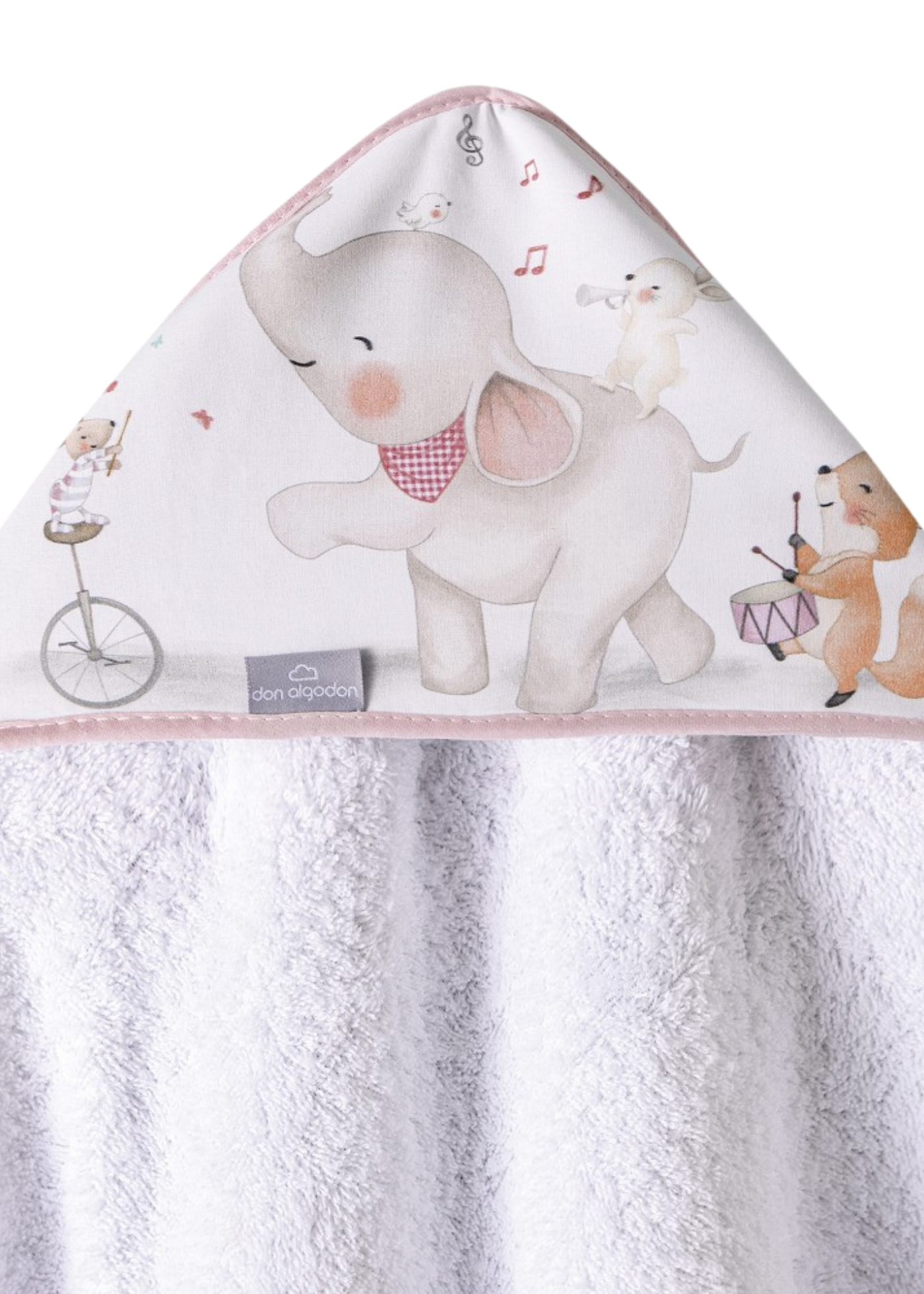 Prosop cu Capison 100x100 cm Alb-Roz cu Elefantel D1219-12 InterBaby