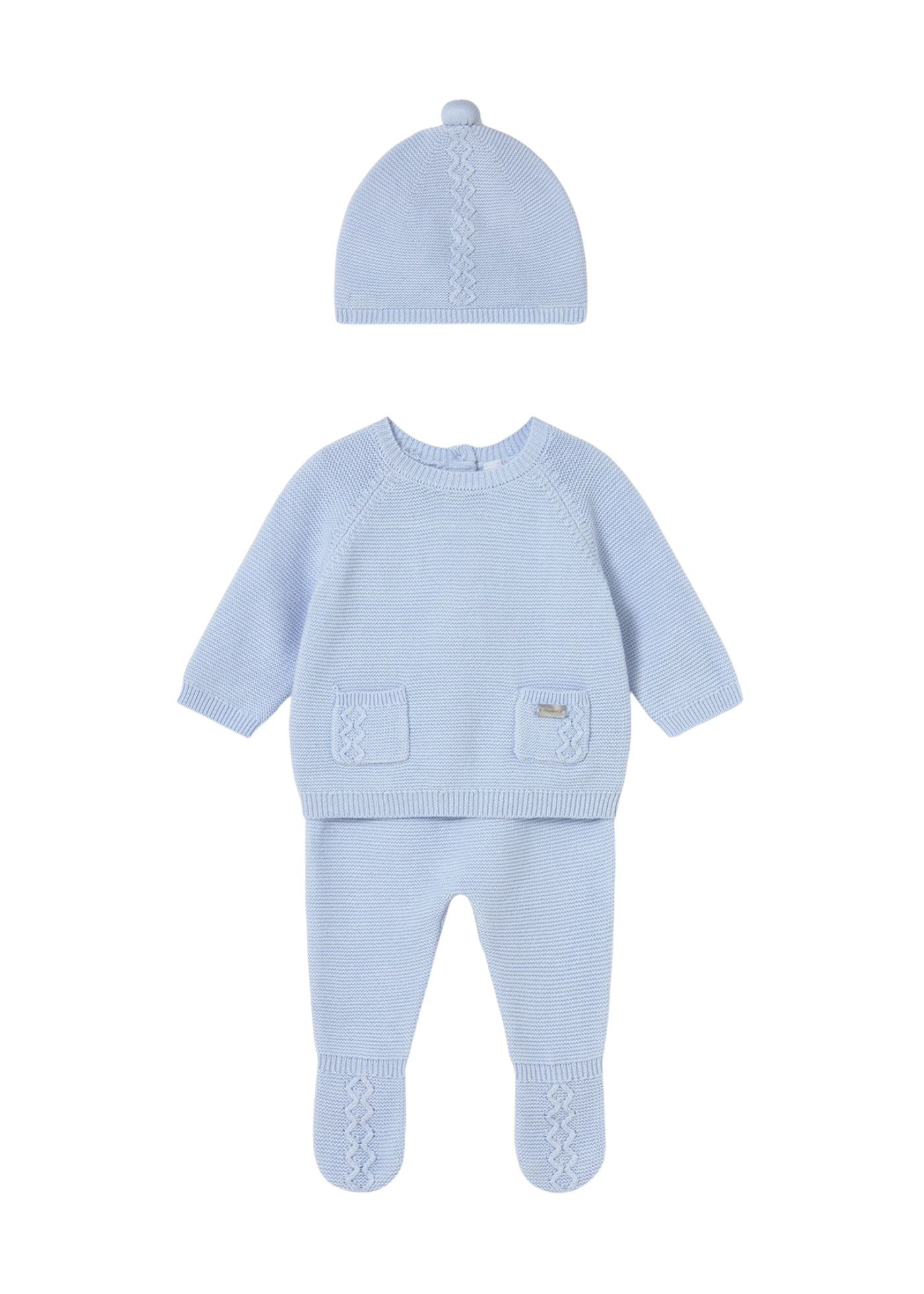 Set 3 Piese Tricotat Bleu Pantaloni Bluza si Fes 2564 Mayoral