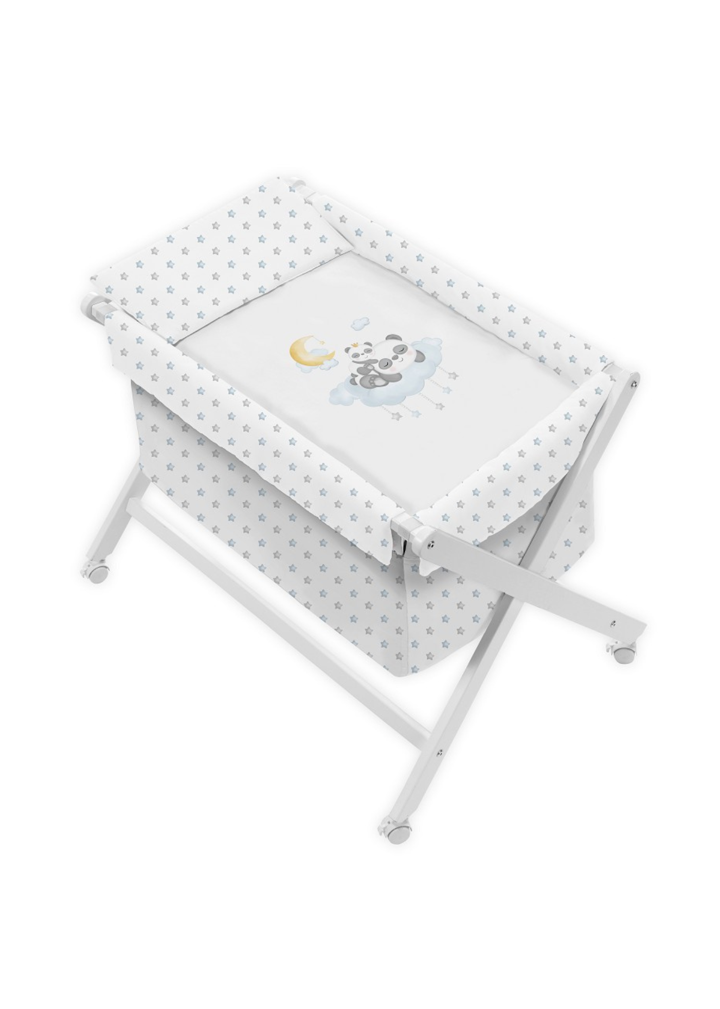 Patut Co-Sleeping Textil cu Saltea si Set de Lenjerie Bleu – D80422-01 InterBaby