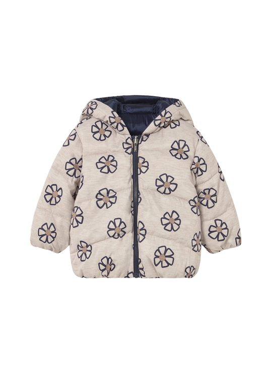 Geaca din Fas Matlasata Reversibila Bej cu Bleumarin cu Flori 2437 Mayoral