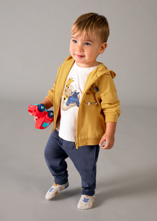 Orange and Navy Blue Three-Piece Hippo Tracksuit 1833 Mayoral