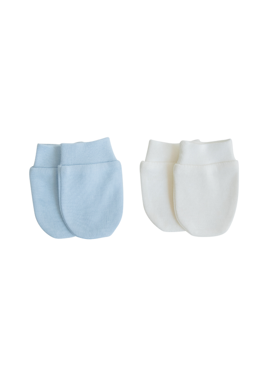Set 2 Perechi de Manusi Crem cu Bleu Bumbac Organic S36141 Kitikate