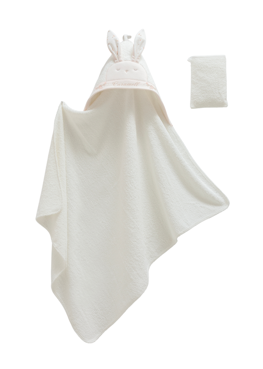 Prosop din Bumbac Crem cu Roz cu Capison Iepure BSK2504 Mell Sweet Baby