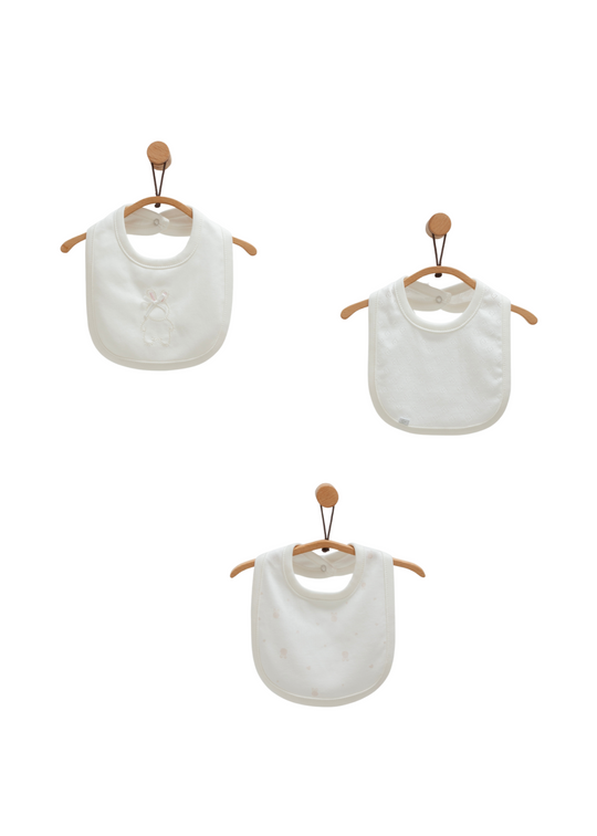 Set 3 Bavete Bumbac Crem cu Iepure ONK1490 Mell Sweet Baby