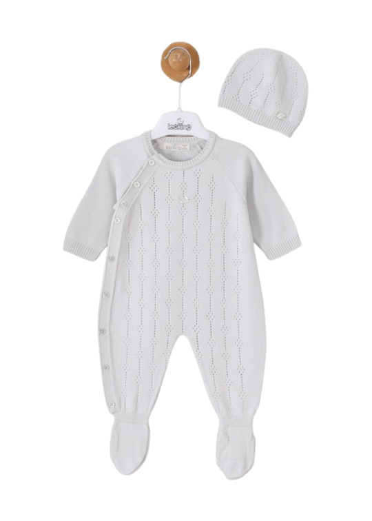 Salopeta Tricotata Lunga Gri cu Fes 7434 Leo King