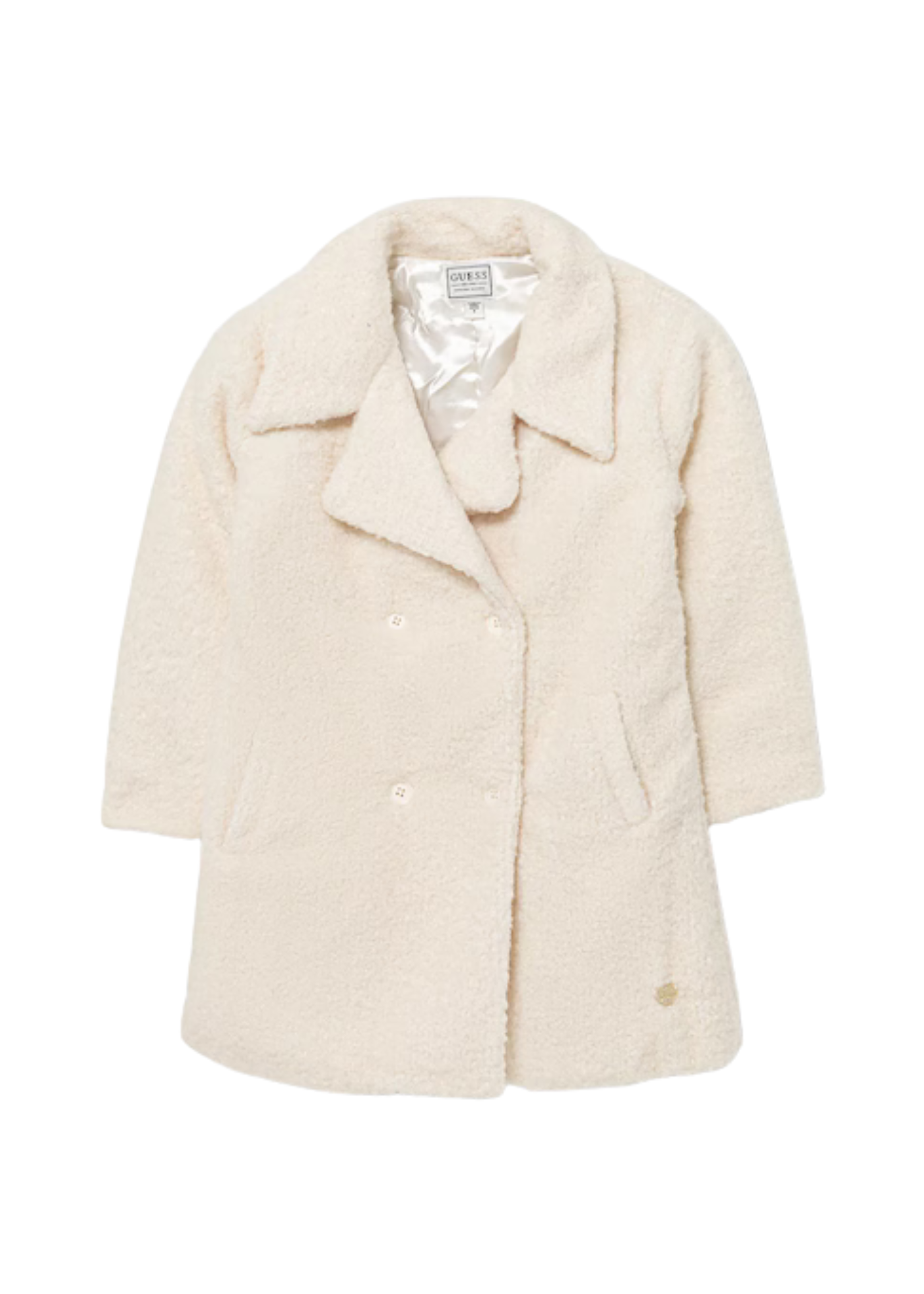Palton Crem din Stofa Bucle K5BL10 WGIT0 G012 Guess