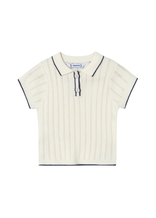 Cream Knitted Polo Shirt 1104 Mayoral
