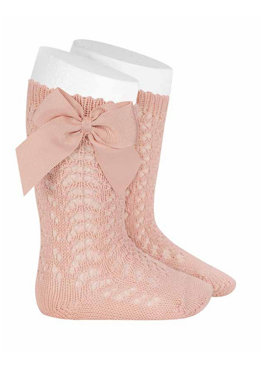 Ciorapi 3/4 Somon din Bumbac Perforat cu Funda din Rips 2519/2 col 674 Condor