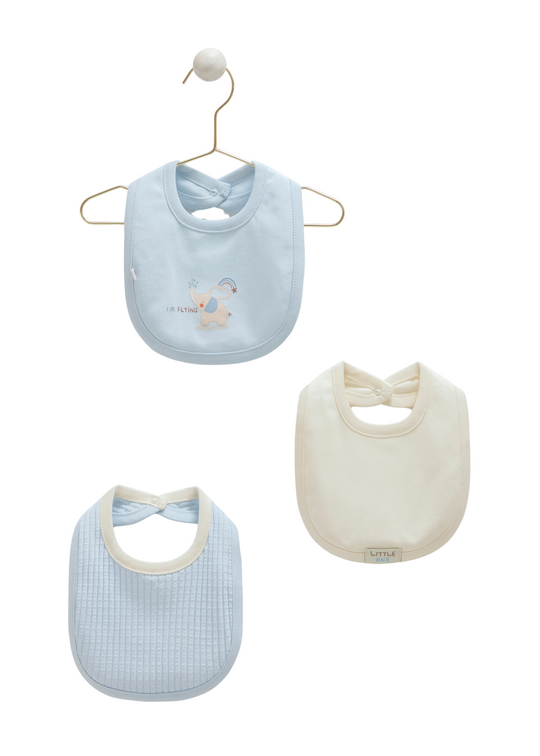 Set 3 Bavete Bumbac Bleu cu Elefant ONU1596 Mell Sweet Baby