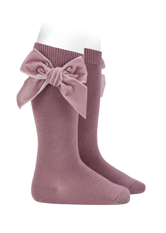 Long Socks Cotton with Nylon Purple with Velvet Bow 24892 Condor