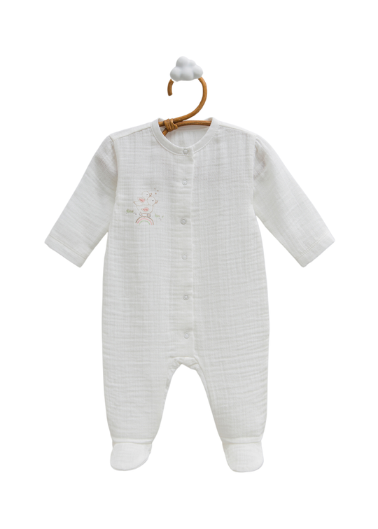 Salopeta Lunga Muselina Crem TK2275 Mell Sweet Baby