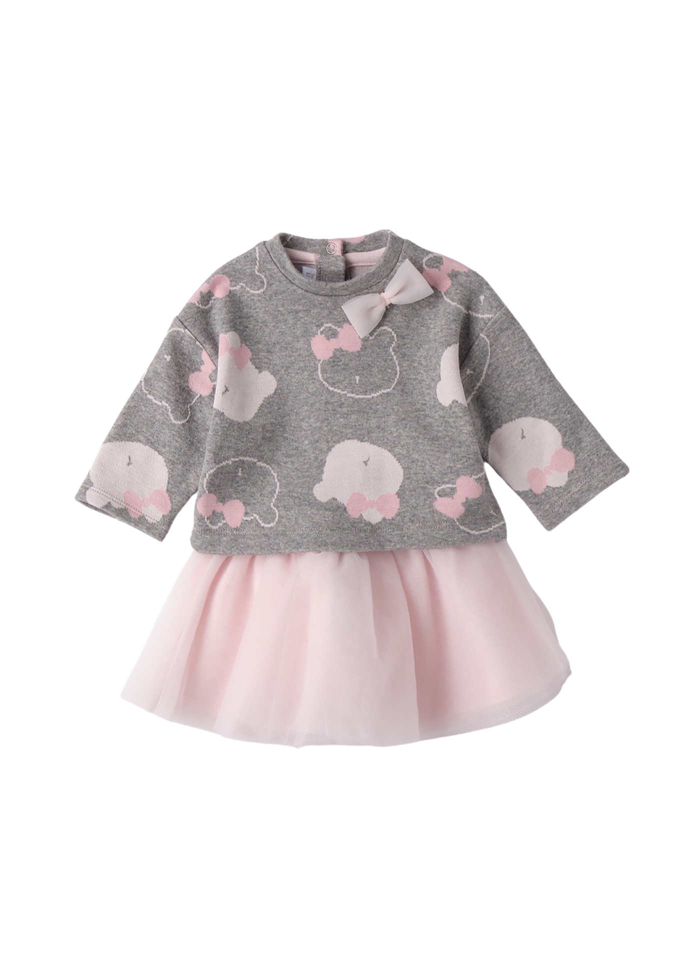 Set 2 Piese Bluza Gri si Fusta Tulle Roz 3.F771/00 Minibanda