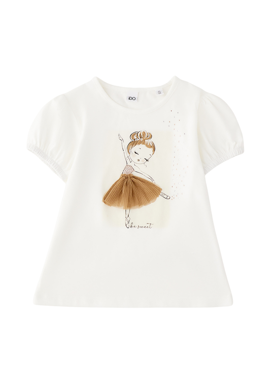 Tricou Maneca Scurta Ivory cu Balerina 4.G344/00 iDO