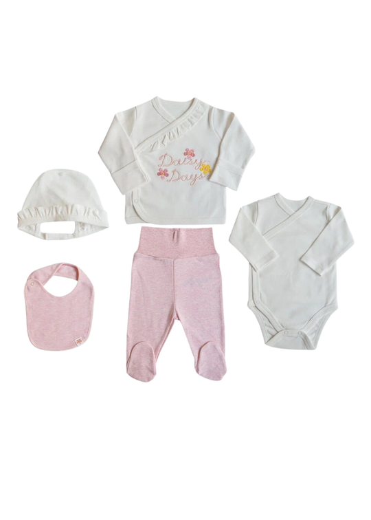 Newborn 5-Piece Set White and Pink S60558 Kitikate