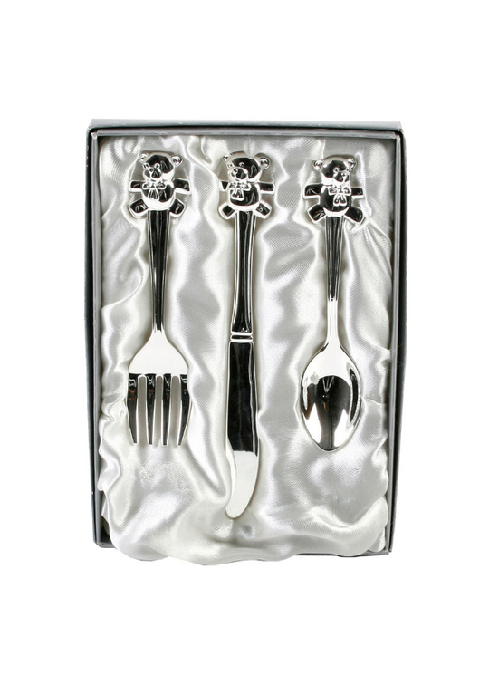 3-Piece Silver Plated Cutlery Set with Bear CG427 Bambino by Juliana