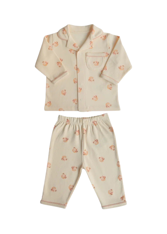 Organic Cotton Beige Pajamas with Bears S60551 Kitikate