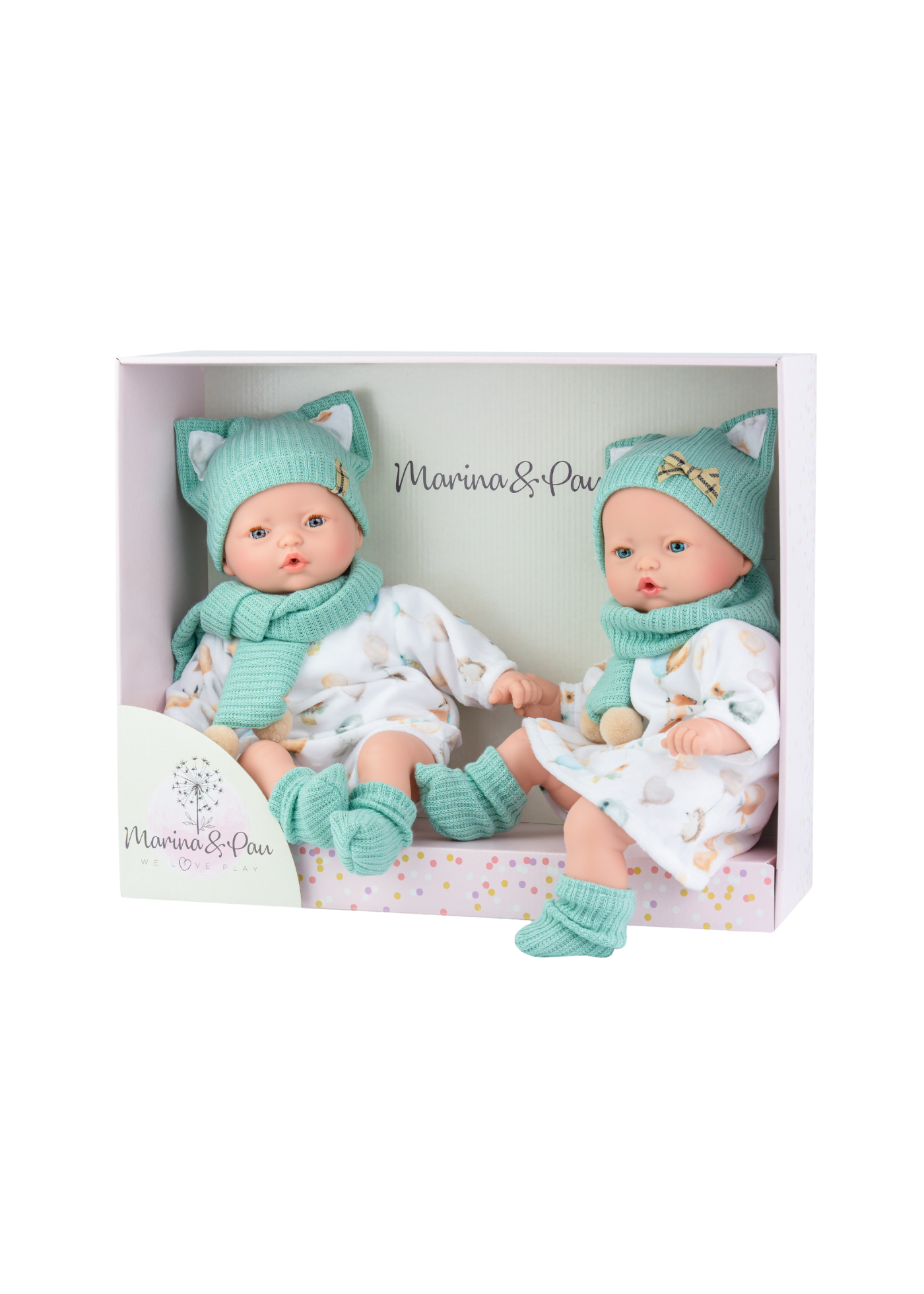 Papusi Gemene Parfumate, Corp Moale cu Mecanism, Fetita cu Rochita si Baietel cu Salopeta 579 – Marina&Pau