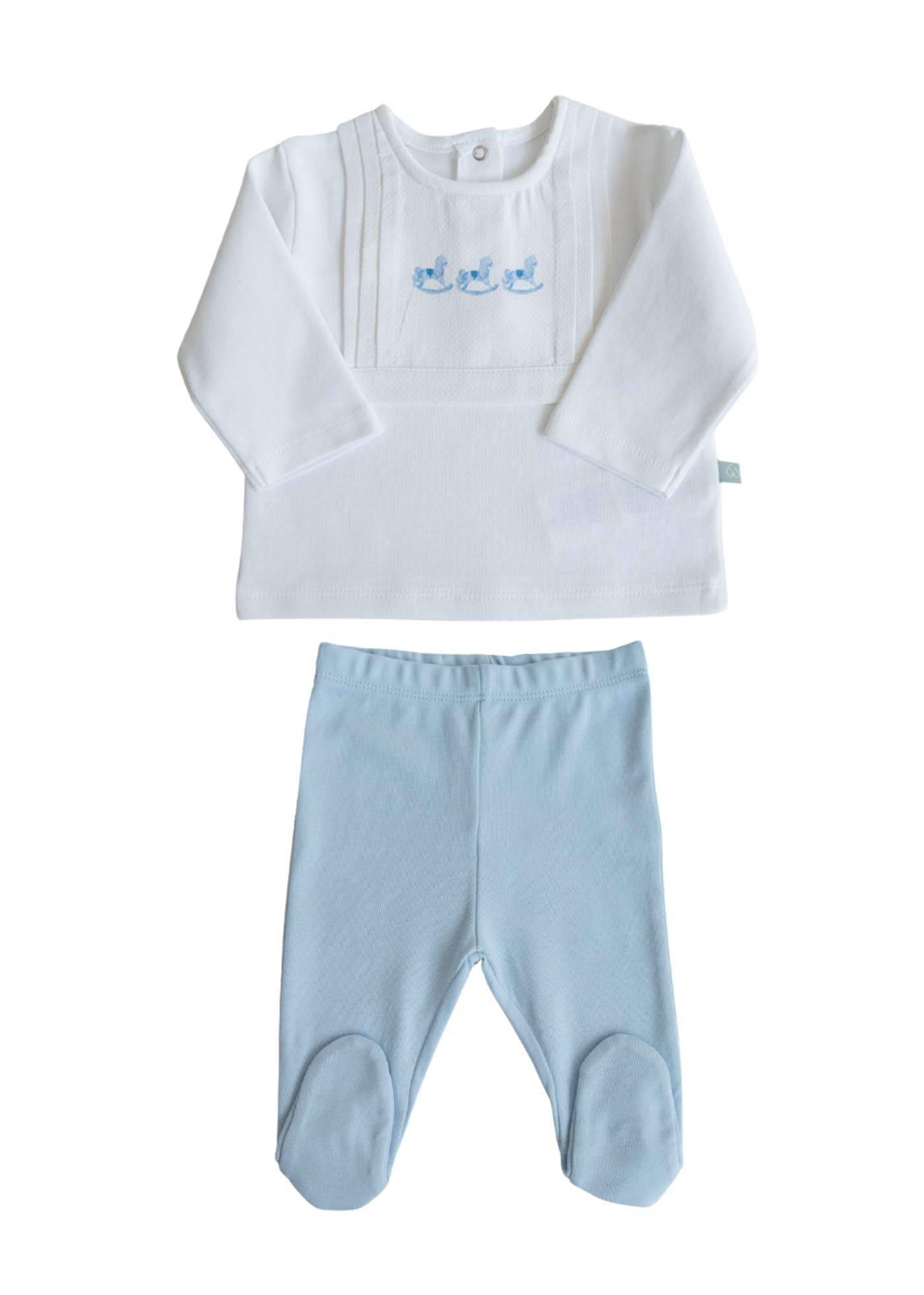 Set 2 Piese Bumbac Organic Alb cu Bleu cu Caluti My Toy S60340 Kitikate