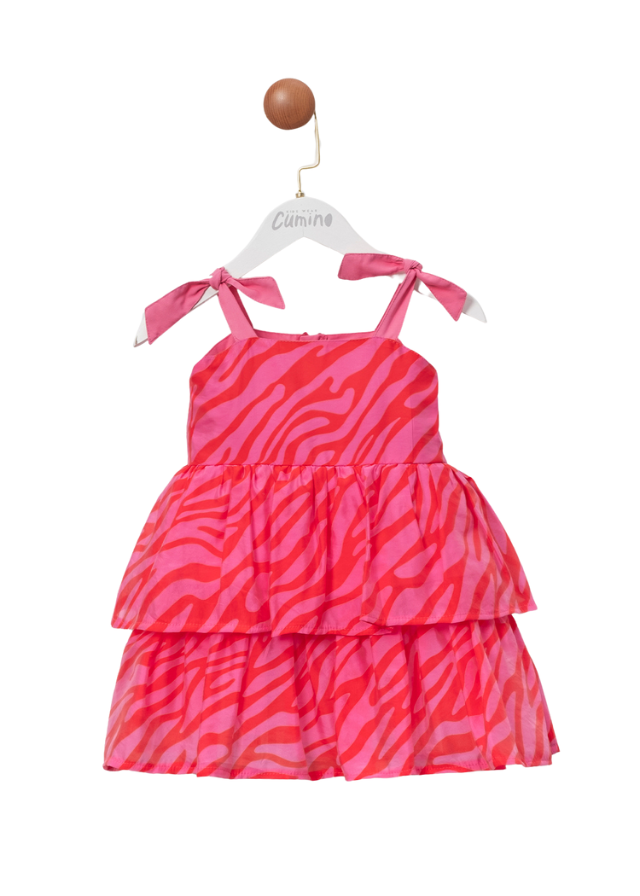 Rochie Fucsia cu Volane si Bretele Subtiri 3411 Mino Baby