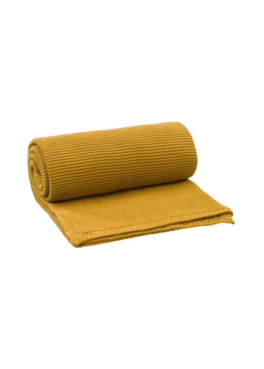 Patura Tricotata Mustar din Bumbac Organic 80X100 cm B200-07 ORGANIC KIDS RETAIL SRL
