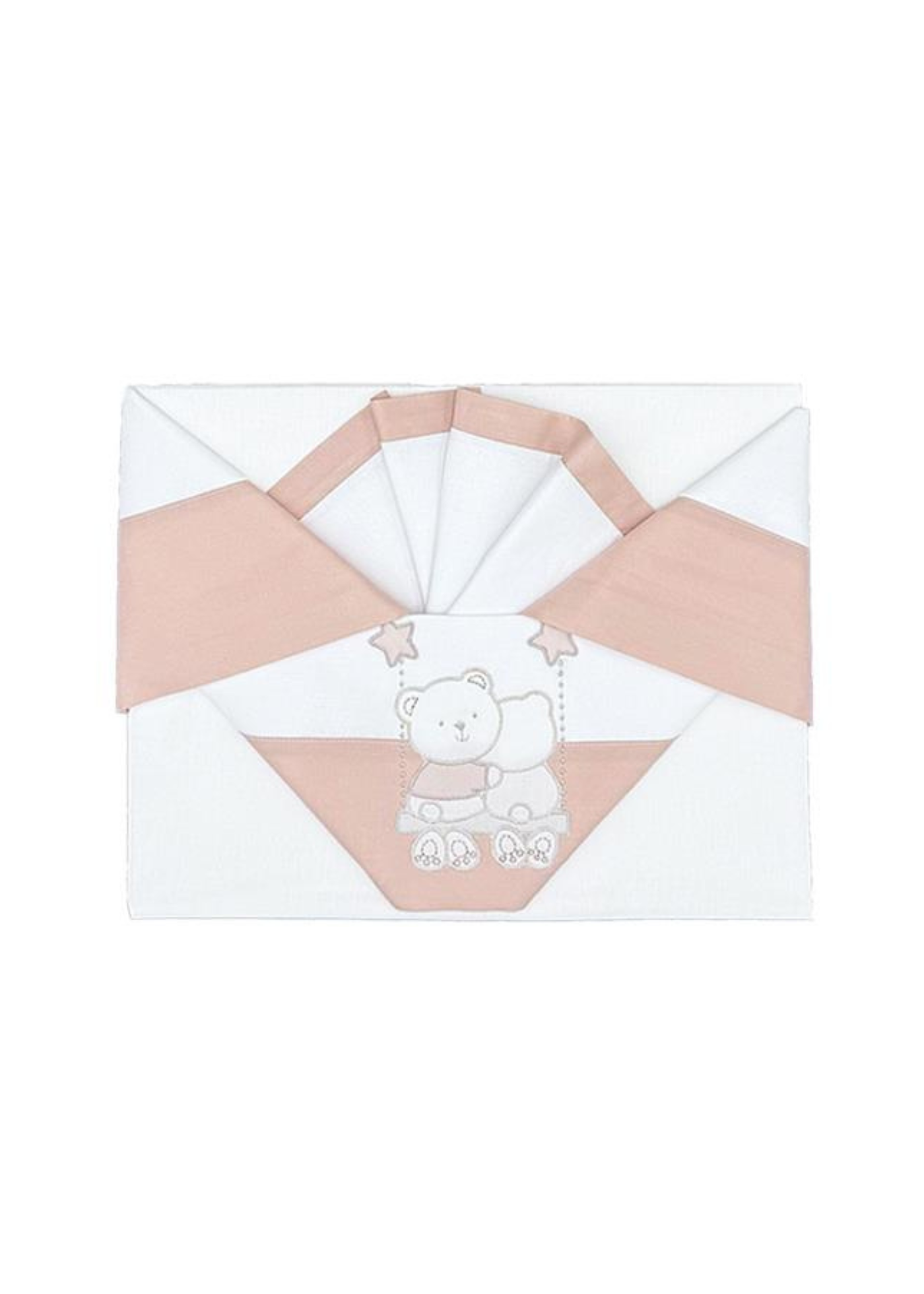 Set Lenjerie Patut 3 Piese Alb-Roz cu Ursuleti in Leagan D04 Andy&Helen