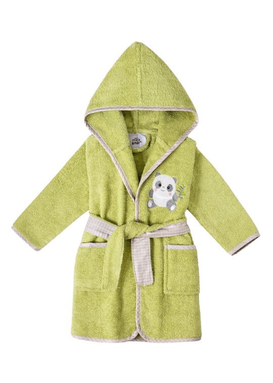 Pistachio Green Bathrobe with Bear 2-4 years 00515-T2-4-35 Don Algodon