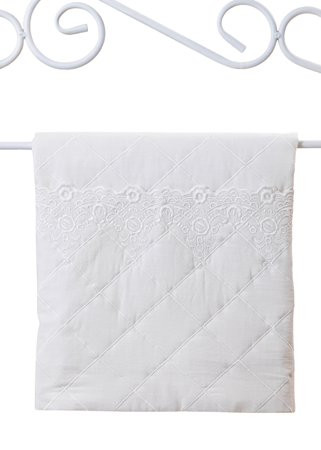 Pled din Bumbac Crem Matlasat Cu Broderie 80x85 cm AnneBebe