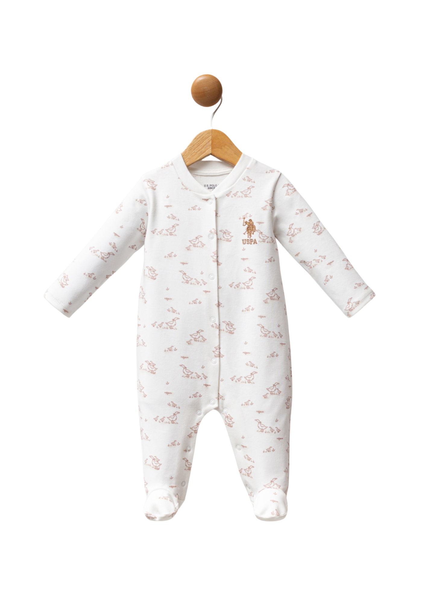 Salopeta Lunga Alba cu Imprimeu Bej Gaste USB2706 Us Polo Assn