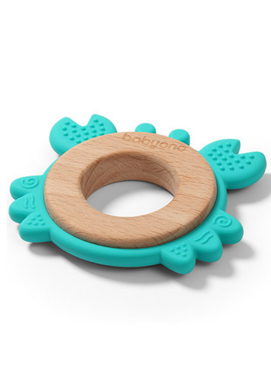 Silicone Teething Ring and Turquoise Crab Wood 1075/02 BabyOno
