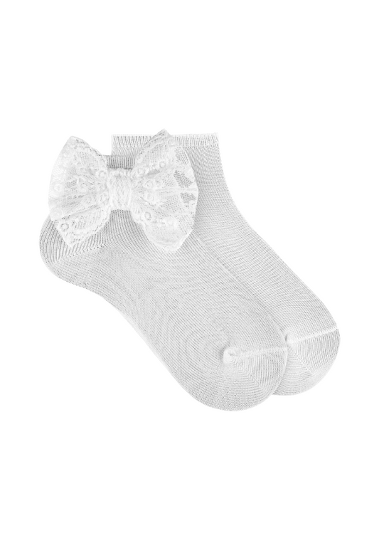 White Short Socks with Lace Bow 2407-4 Condor