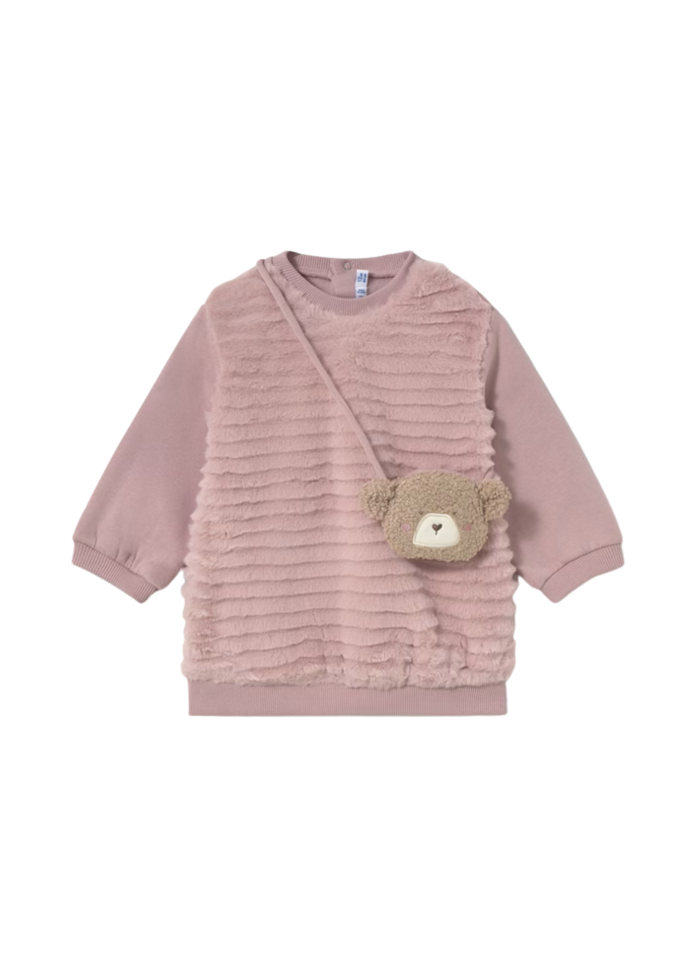 Rochie Roz cu Maneca Lunga cu Blana si Geanta Ursulet 2919 Mayoral