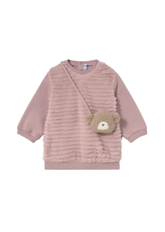 Rochie Roz cu Maneca Lunga cu Blana si Geanta Ursulet 2919 Mayoral