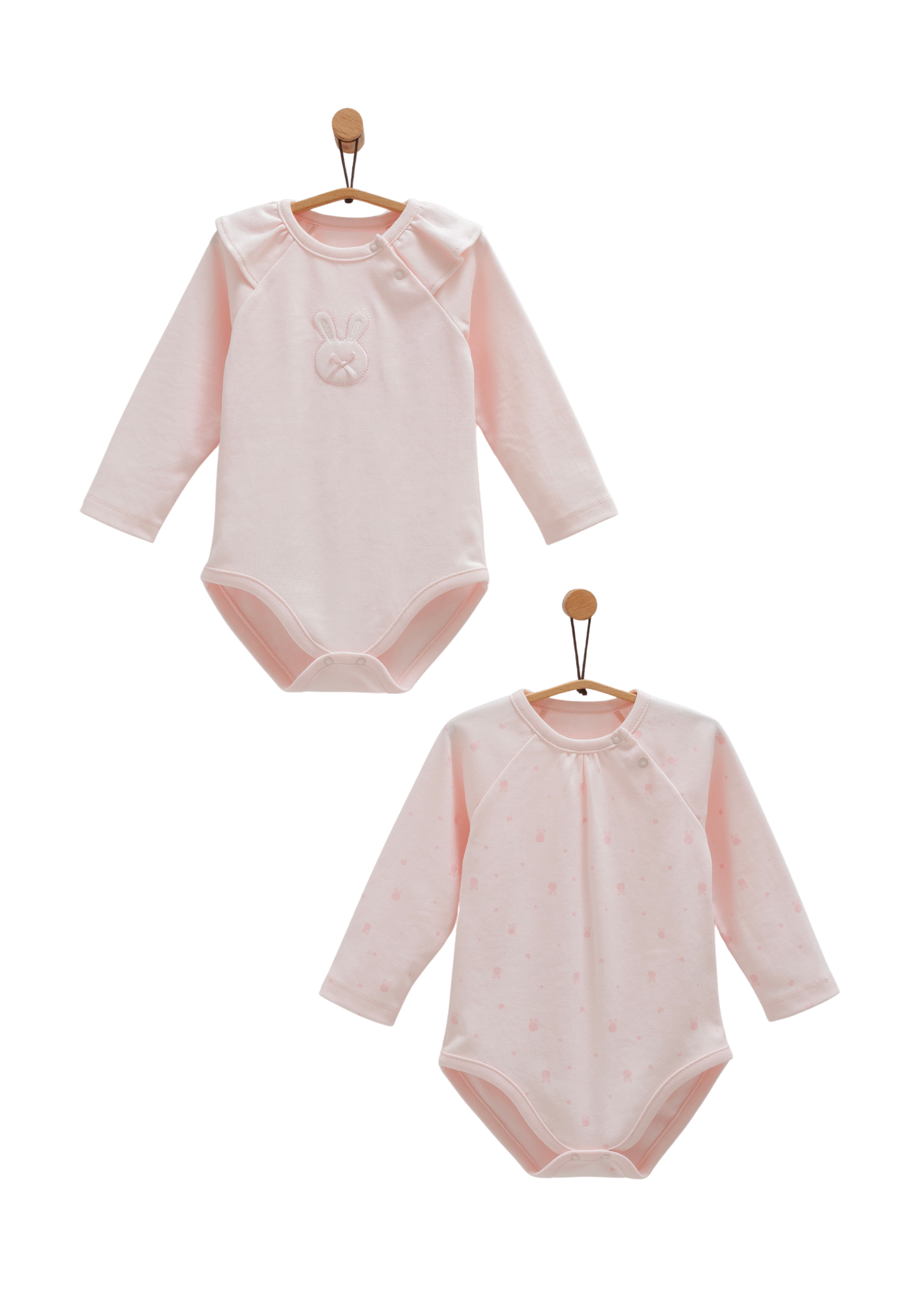 Set 2 Body cu Maneca Lunga Roz cu Iepure BK1483 Mell Sweet Baby