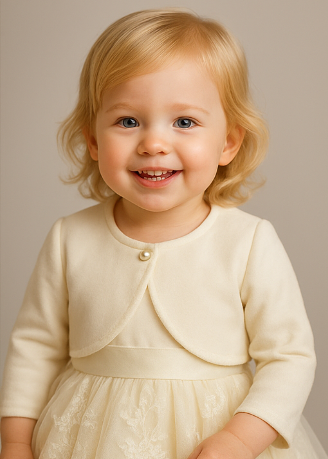 Ivory Beige Plush Bolero Babies AnneBebe