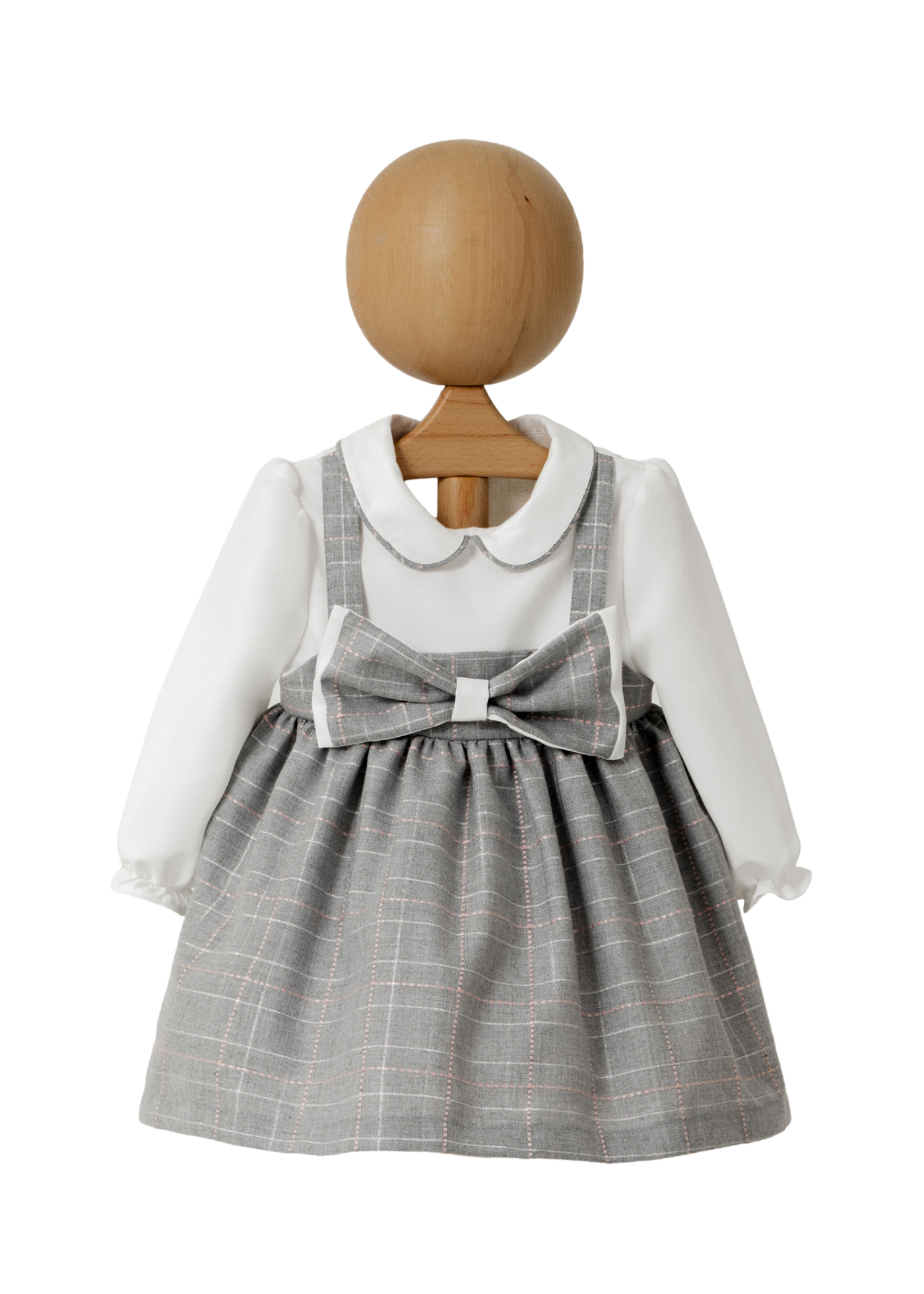 Rochie Maneca Lunga Fusta Gri cu Funda si Bust Crem 4550 MyMio