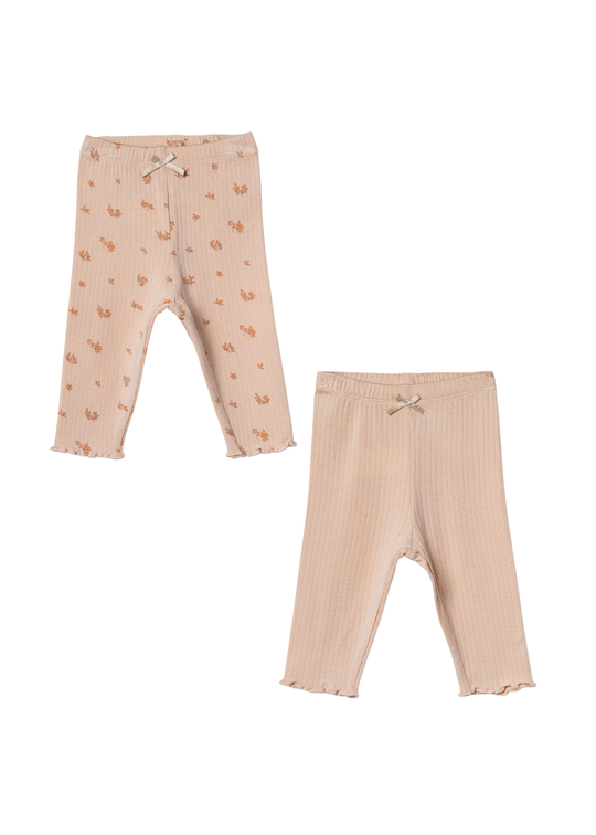 Set 2 Perechi Pantaloni Lungi Somon cu Imprimeu Bej CSYM31131 Baby Cosy