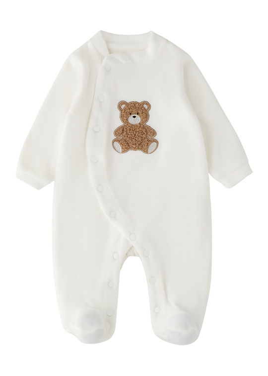 Salopeta Lunga din Velur Ivory cu Model Urs pentru Baieti 4.H028/00 – iDO